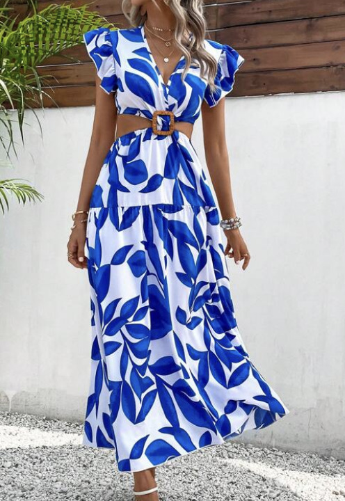 Danielle Cabral's Blue Floral Dress
