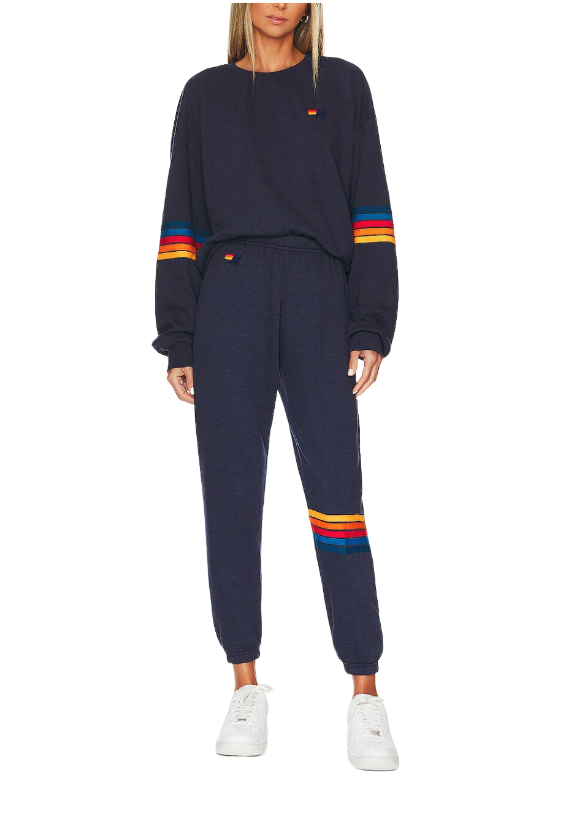 Gina Kirschenheiter's Blue Rainbow Stripe Sweatshirt