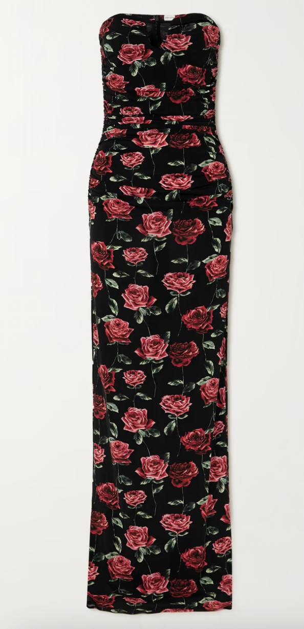 Lisa Barlow's Black Rose Print Gown