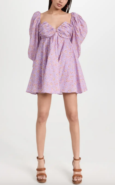 Rachel Fuda's Purple Floral Puff Sleeve Dress
