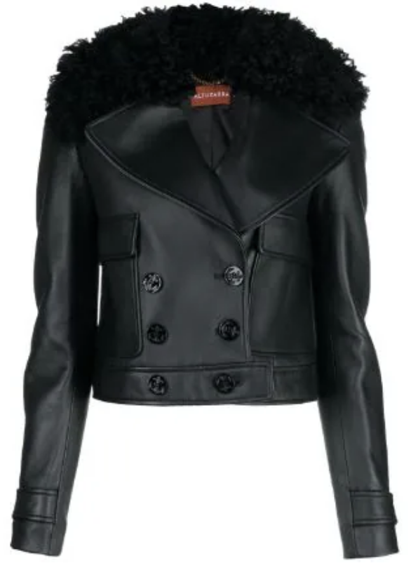 Sai de Silva Black Fur Trim Leather Jacket