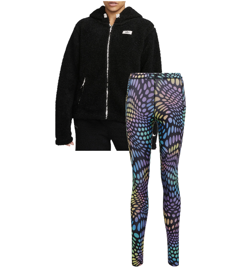 Sanya Richards-Ross' Black Nike Fleece and Printed Leggings