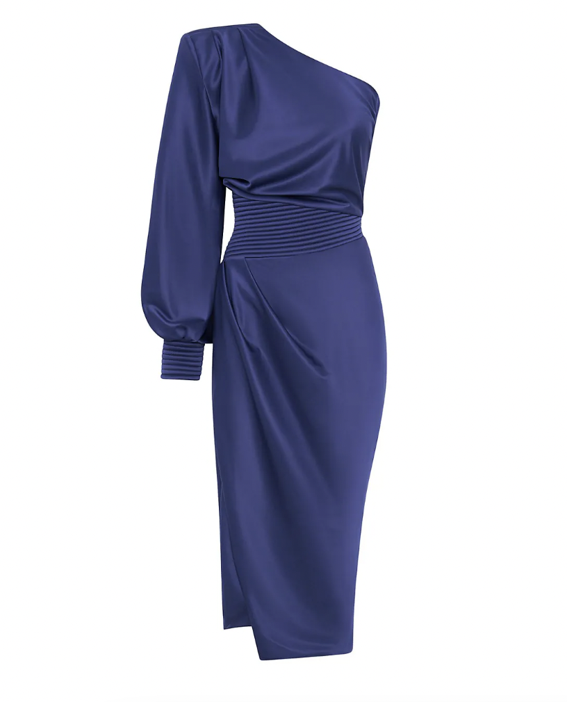 Sanya Richards Ross Blue One Sleeve Midi Dress