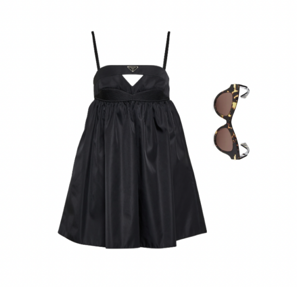 Paige DeSorbo's Black Cutout Babydoll Dress