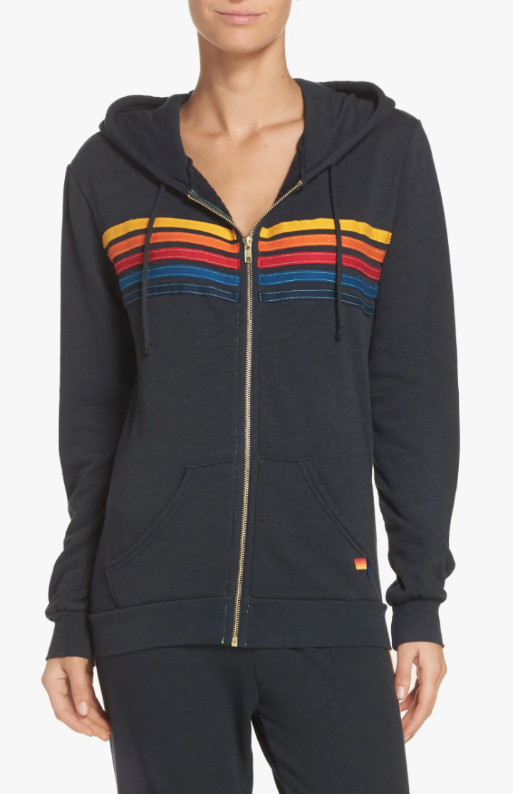 Tamra Judge's Rainbow Stripe Zip Up Sweatshirt