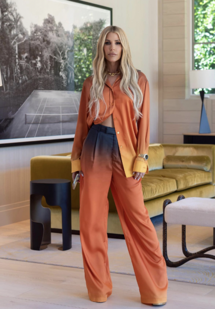 Tracy Tutor's Orange Ombre Shirt and Pants