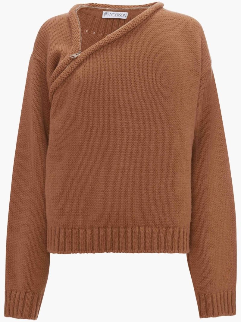 Erin Lichy's Brown Zip Collar Sweater