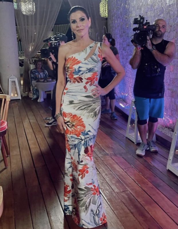 Heather Dubrow's One Shoulder Floral Dress