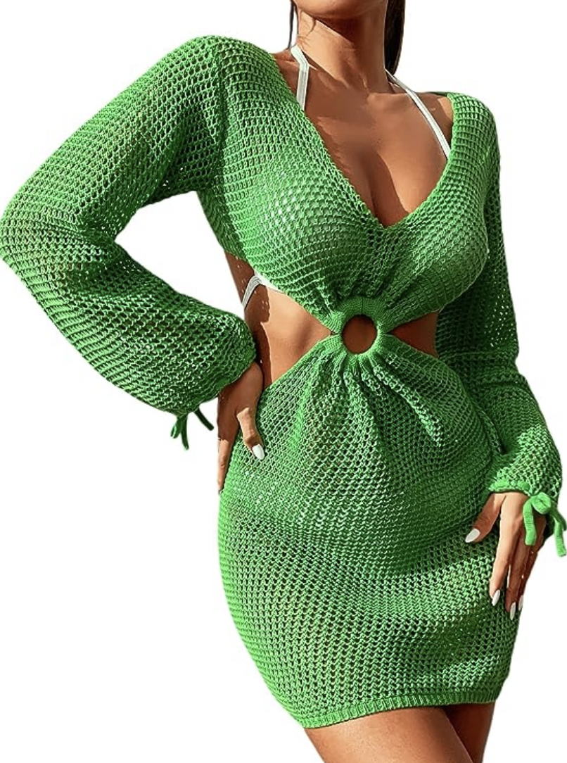 Jennifer Pedranti's Green Cutout Coverup Dress