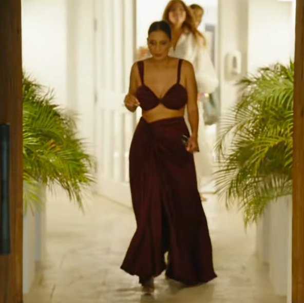 Jessel Taank's Maroon Bralettte and Maxi Skirt