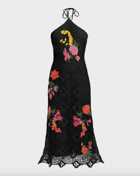Jackie Goldschneider's Black Floral Applique Dress