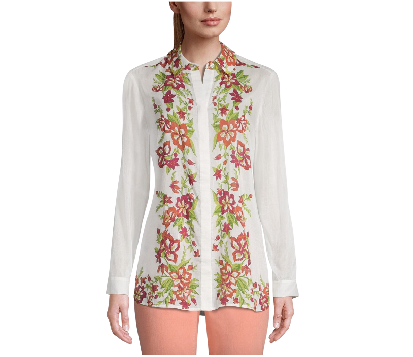 Taylor Armstrong's White Floral Print Blouse