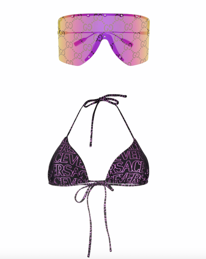 Angie Katsanevas Pink Sunglasses and Bathing Suit