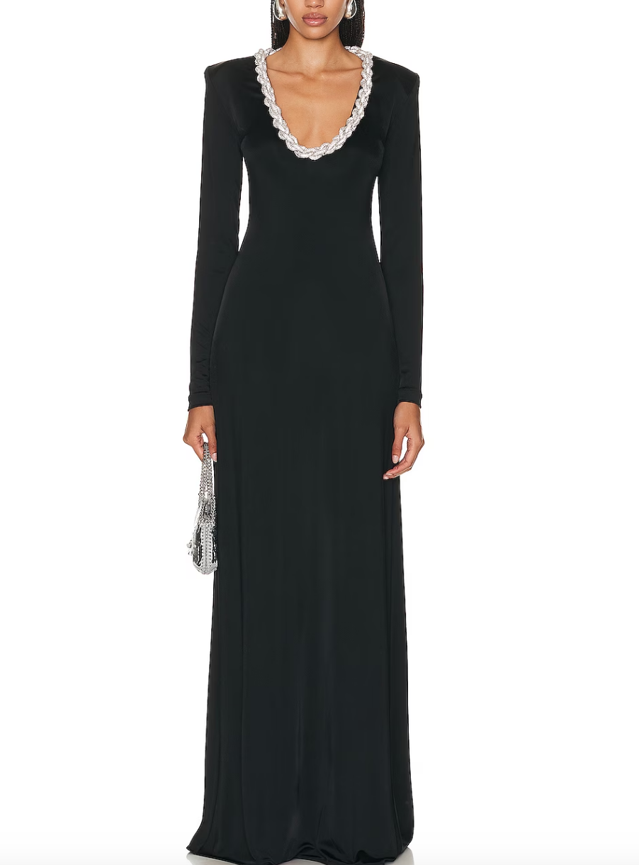 Brynn Whitfield's Black Crystal Braided Dress