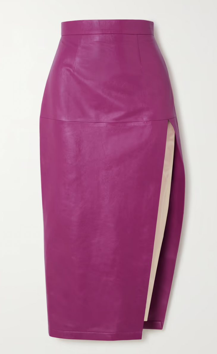 Brynn Whitfield's Pink Slit Leather Skirt