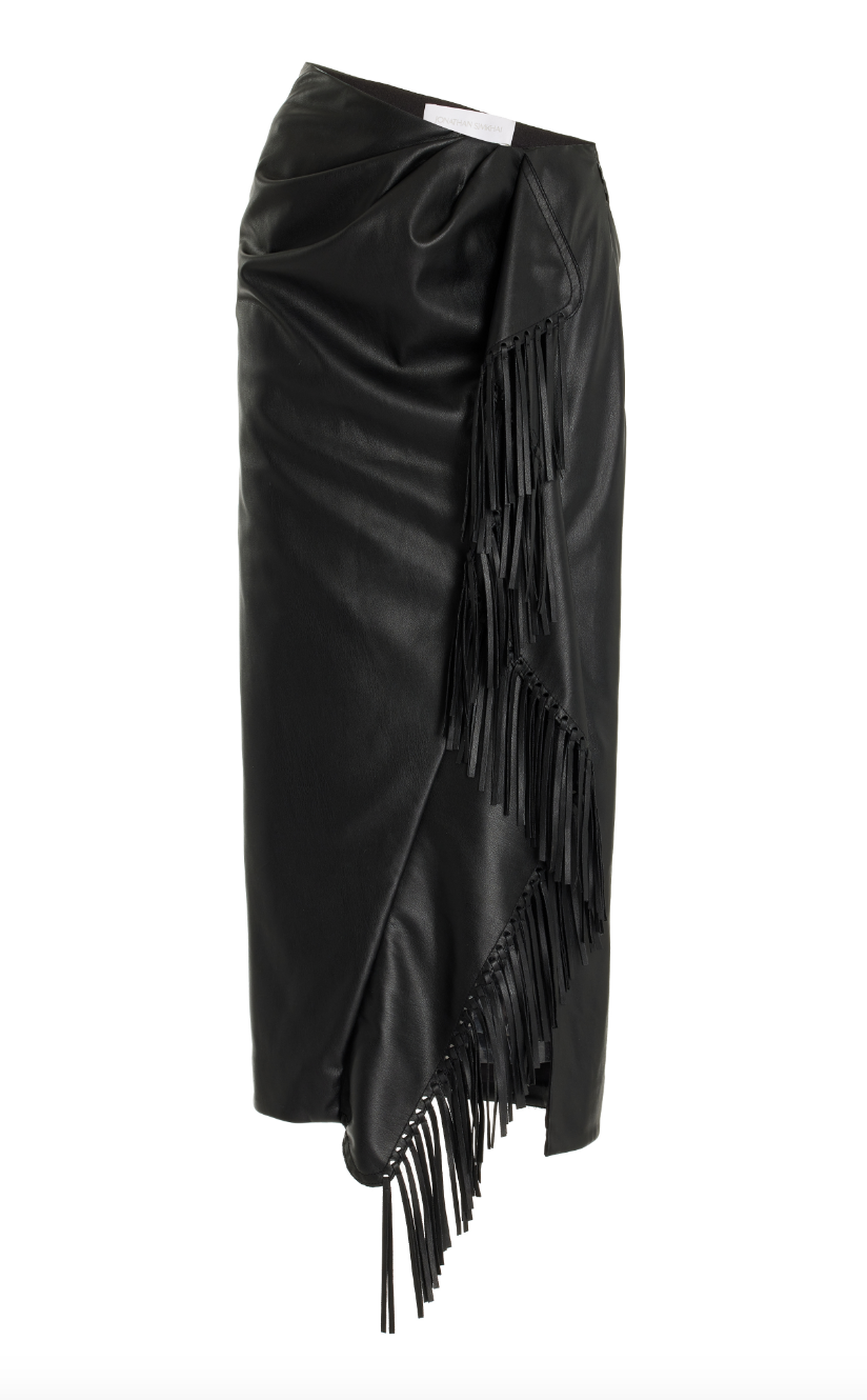 Erin Lichy's Black Fringe Leather Skirt