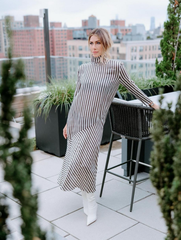Erin Lichy's Striped Long Sleeve Maxi Dress
