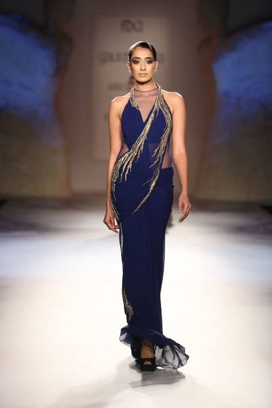 Jessel Taank's Navy and Gold Dress