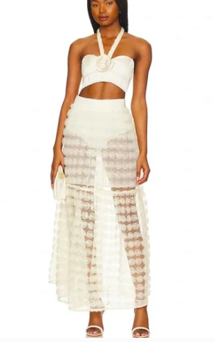 Larsa Pippen's White Rosette Top and Skirt Set