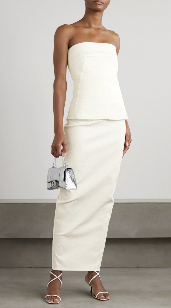 Lisa Barlow's White Tube Top & Midi Skirt Set