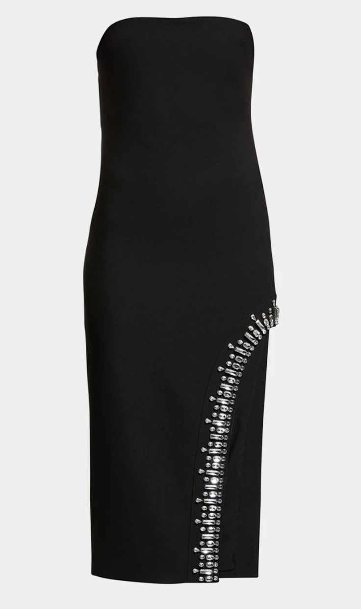 Margaret Josephs Black Strapless Embellished Dress