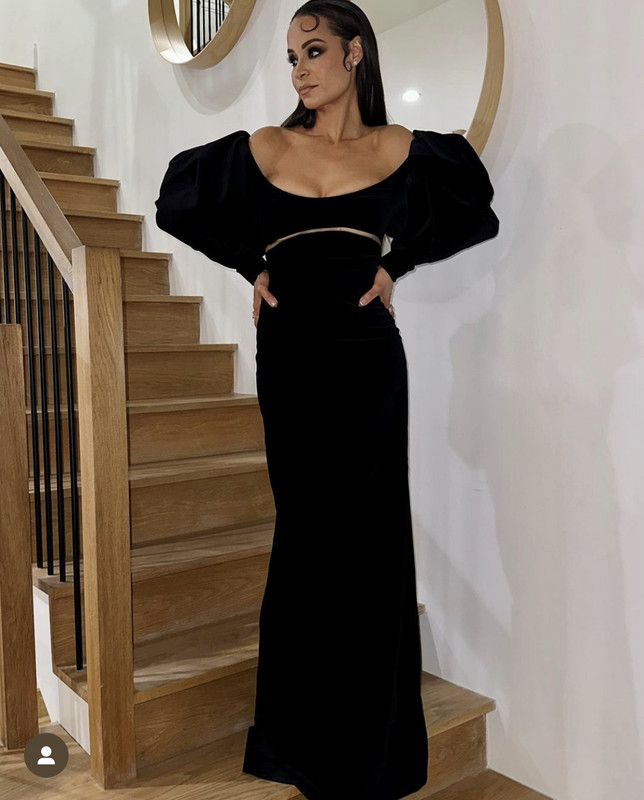 Sai De Silvas Black Velvet Puff Sleeve Dress