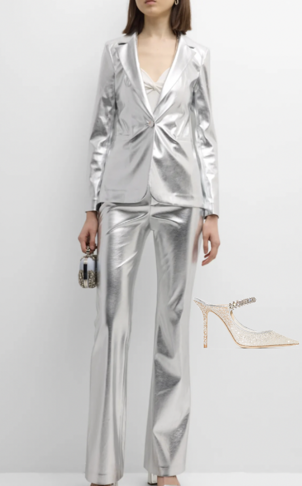 Teddi Mellencamps Silver Metallic Suit