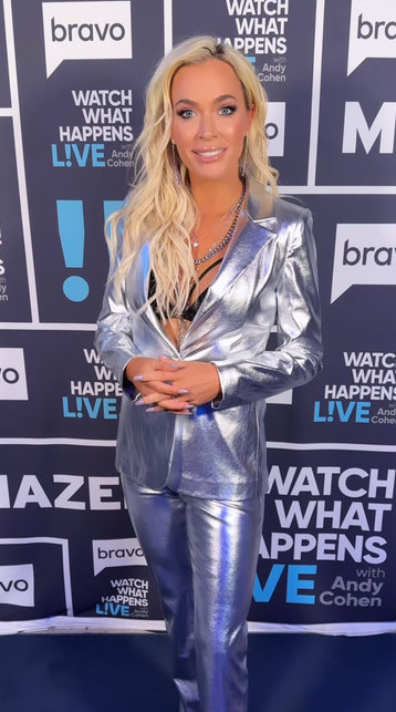 Teddi Mellencamp&rsquo;s Silver Metallic Suit on WWHL
