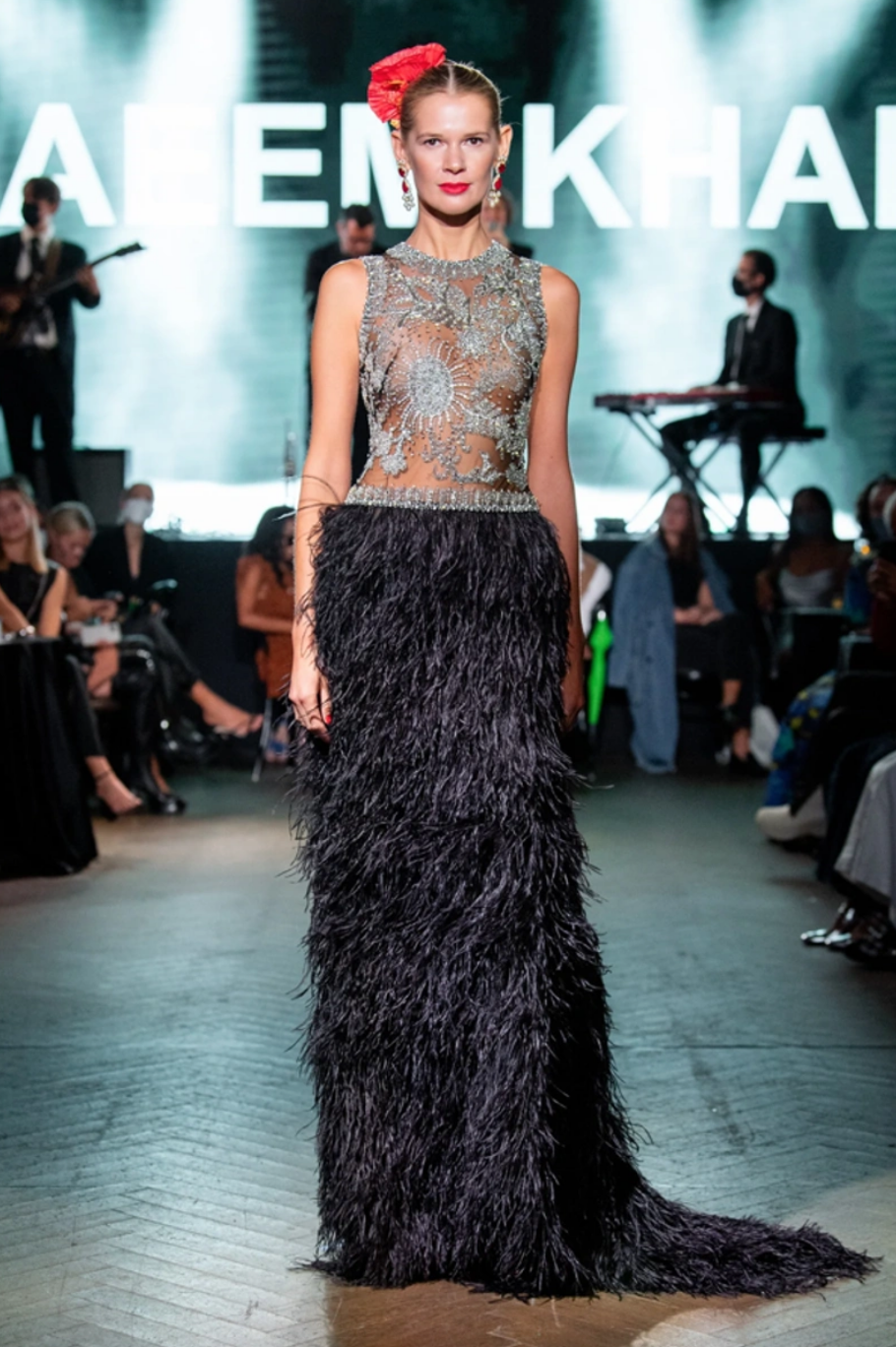 Ubah Hassan's Crystal Embellished Feather Dress