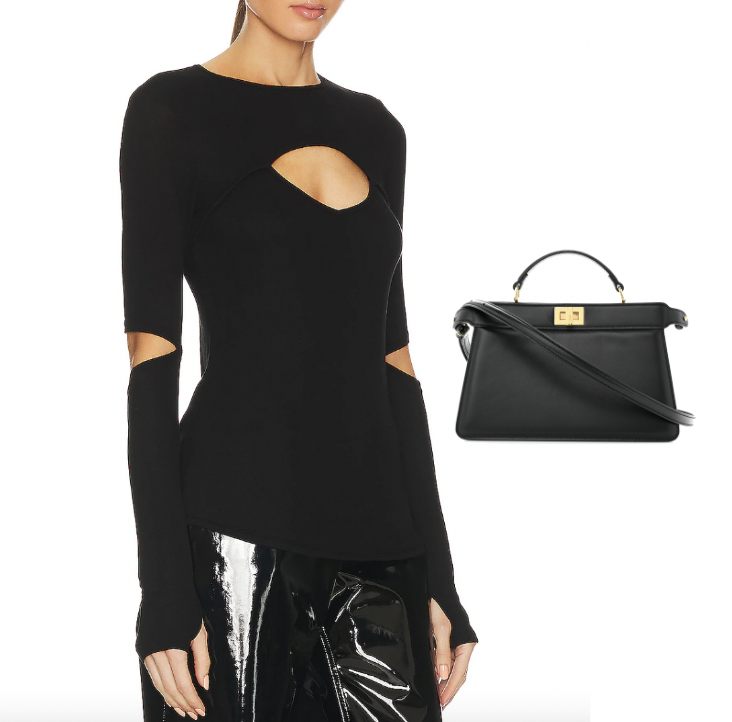 Whitney Rose's Black Cutout Top and Bag