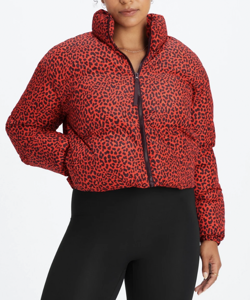 Whitney Rose's Red Leopard Puffer Jacket