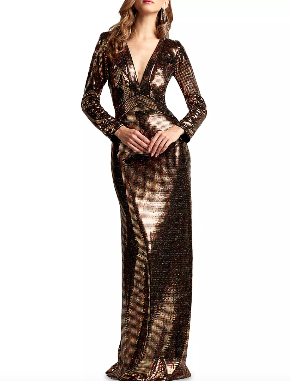 Cynthia Bailey's Gold Sequin Long Sleeve Gown
