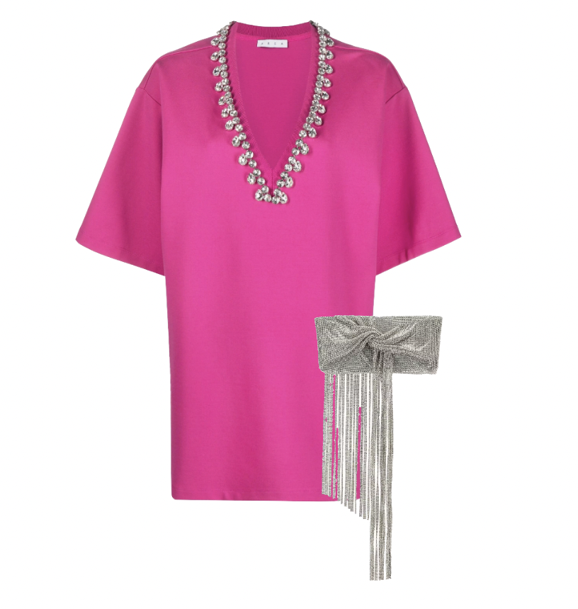 Garcelle Beauvais Pink Shirt Dress and Purse