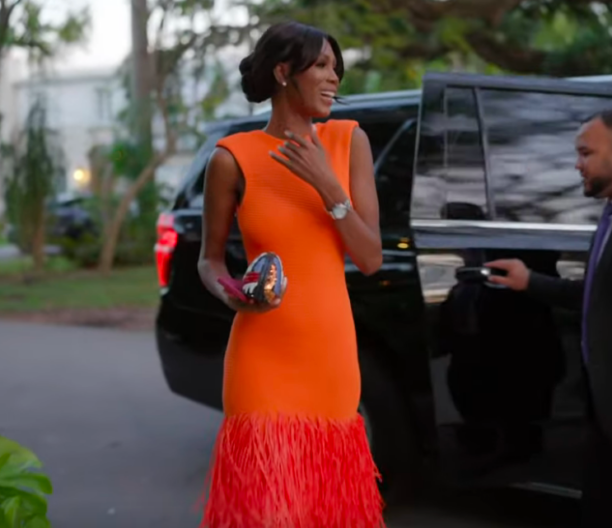 Kiki Barth's Orange Feather Dress