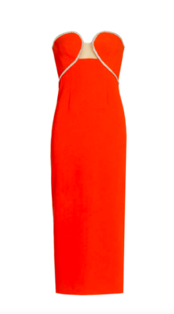 Kyle Richards' Red Strapless Crystal Embellished Dress