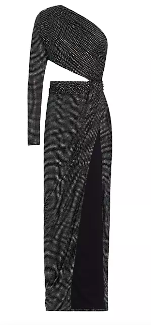 Larsa Pippen's Black Asymmetrical Crystal Embellished Dress