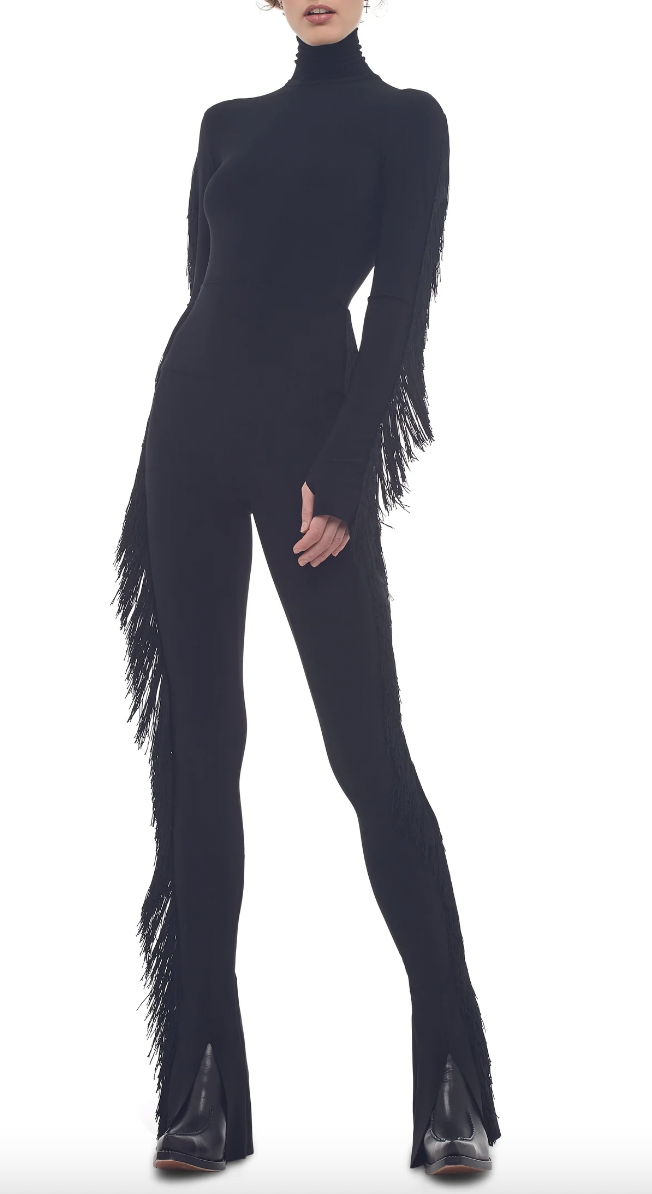 Marysol Patton's Black Fringe Top and Pants Set