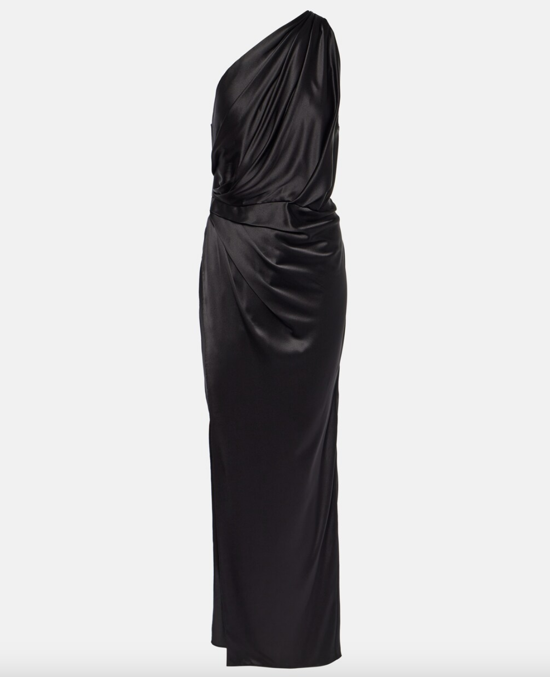 Nicole Martin's Black Satin One Shoulder Dress