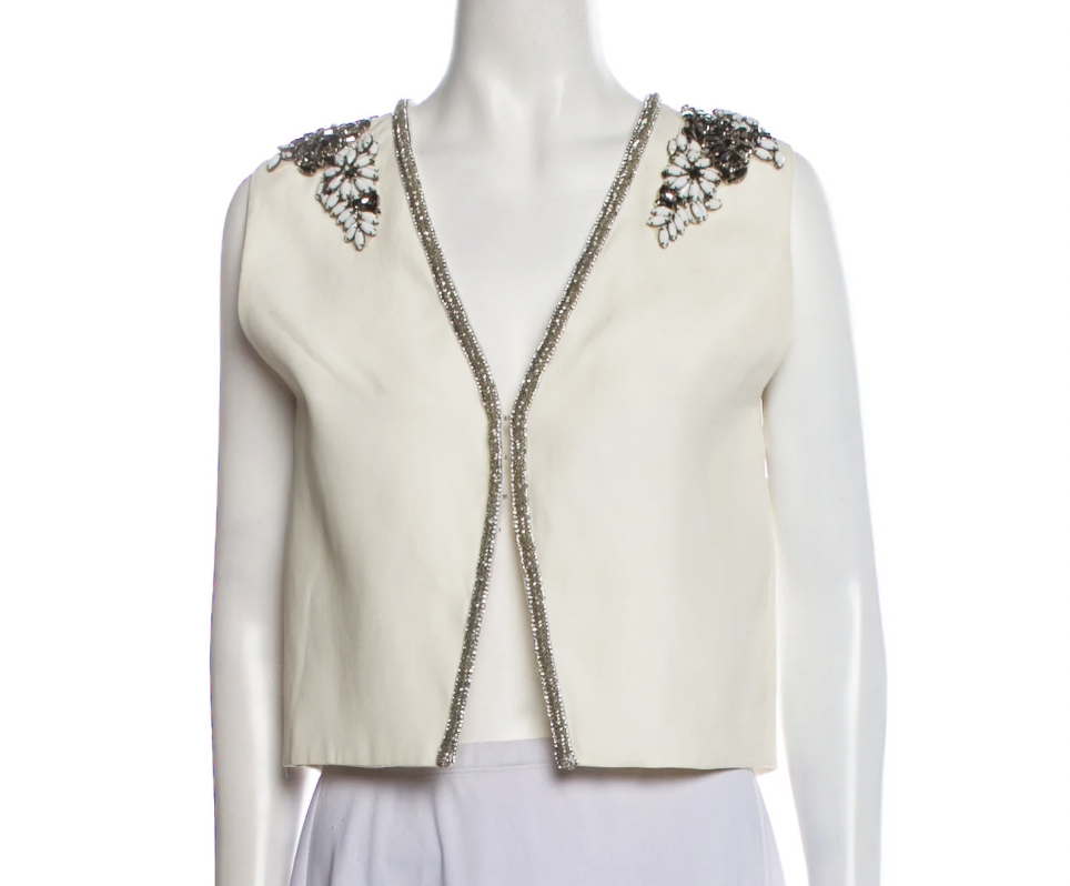 Sutton Stracke's White Crystal Embellished Shirt