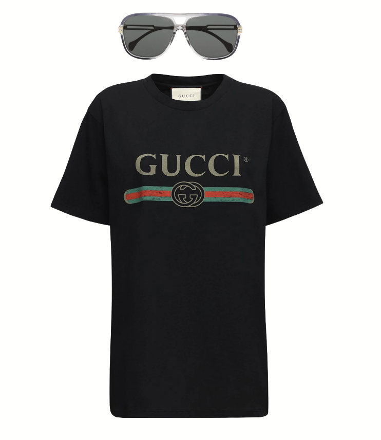 Whitney Rose's Black Gucci Shirt and Pilot Sunglasses