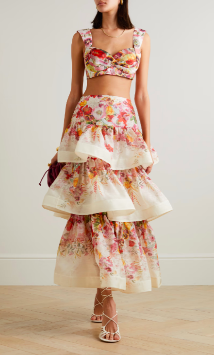 Alexia Echevarria's White Floral Top and Skirt Set