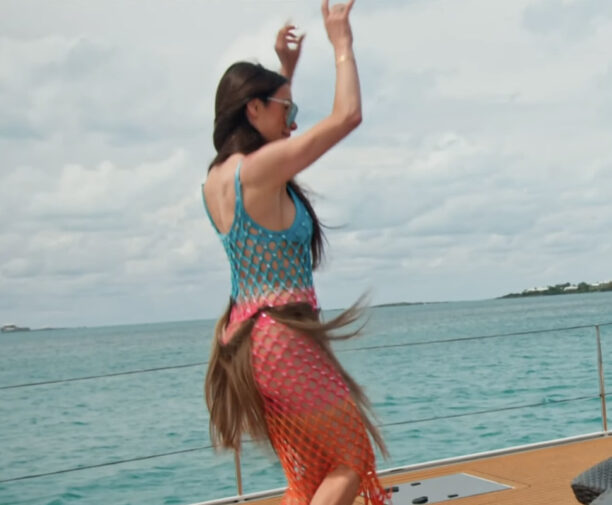 Angie Katsenevas Rainbow Crochet Cover Up Dress
