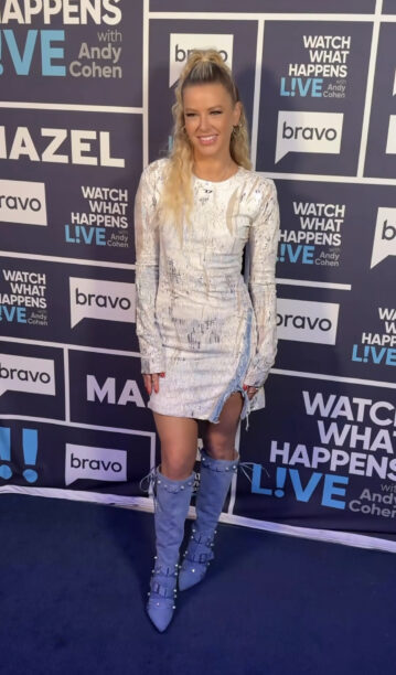 Ariana Madix's White Metallic Dress on WWHL