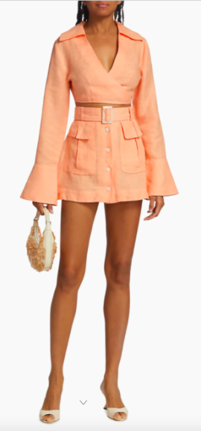 Lisa Hochstein's Peach Wrap Top and Cargo Skirt
