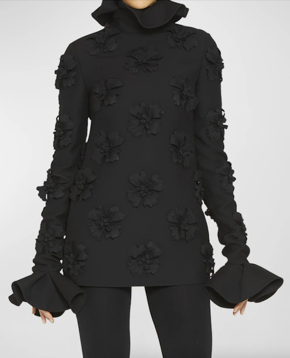 Marysol Patton's Black Floral Appliqué Dress