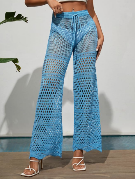 Madison LeCroy's Blue Crochet Cover Up Pants
