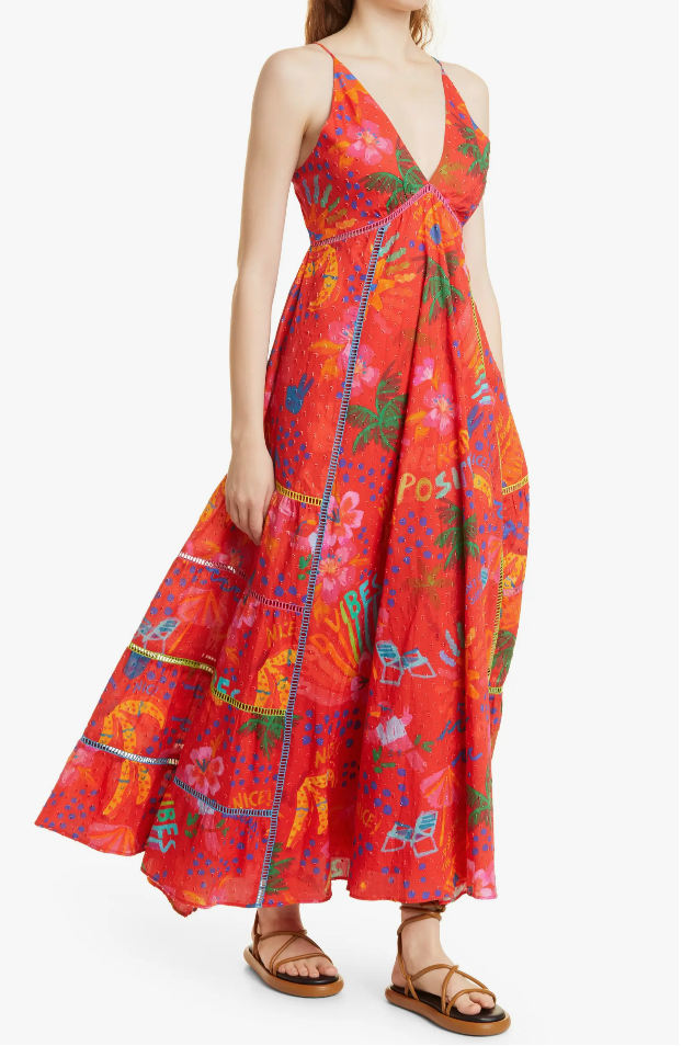 Taylor Ann Green's Red Tropical Print Dress