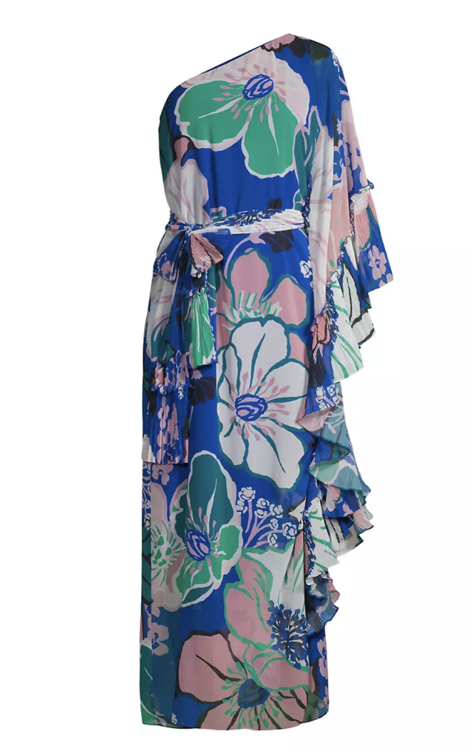 Adriana De Moura's Floral One Shoulder Dress