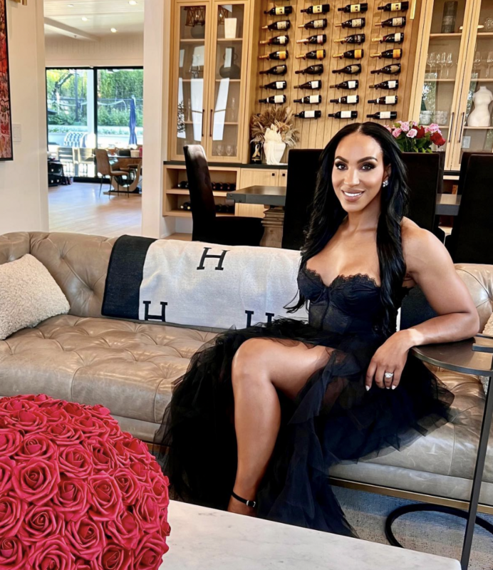 Annemarie Wiley's Black Lace Bustier Gown