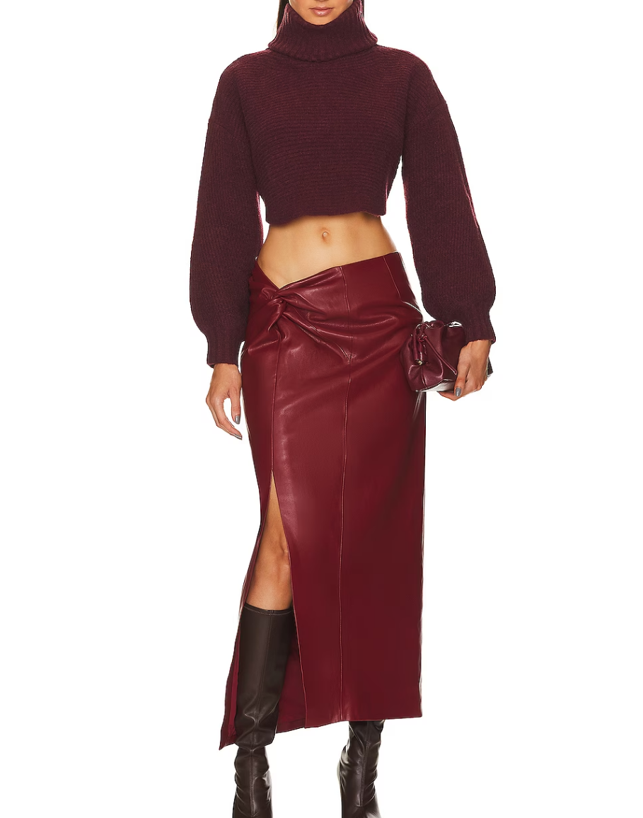 Caroline Stanbury's Burgundy Twisted Leather Skirt